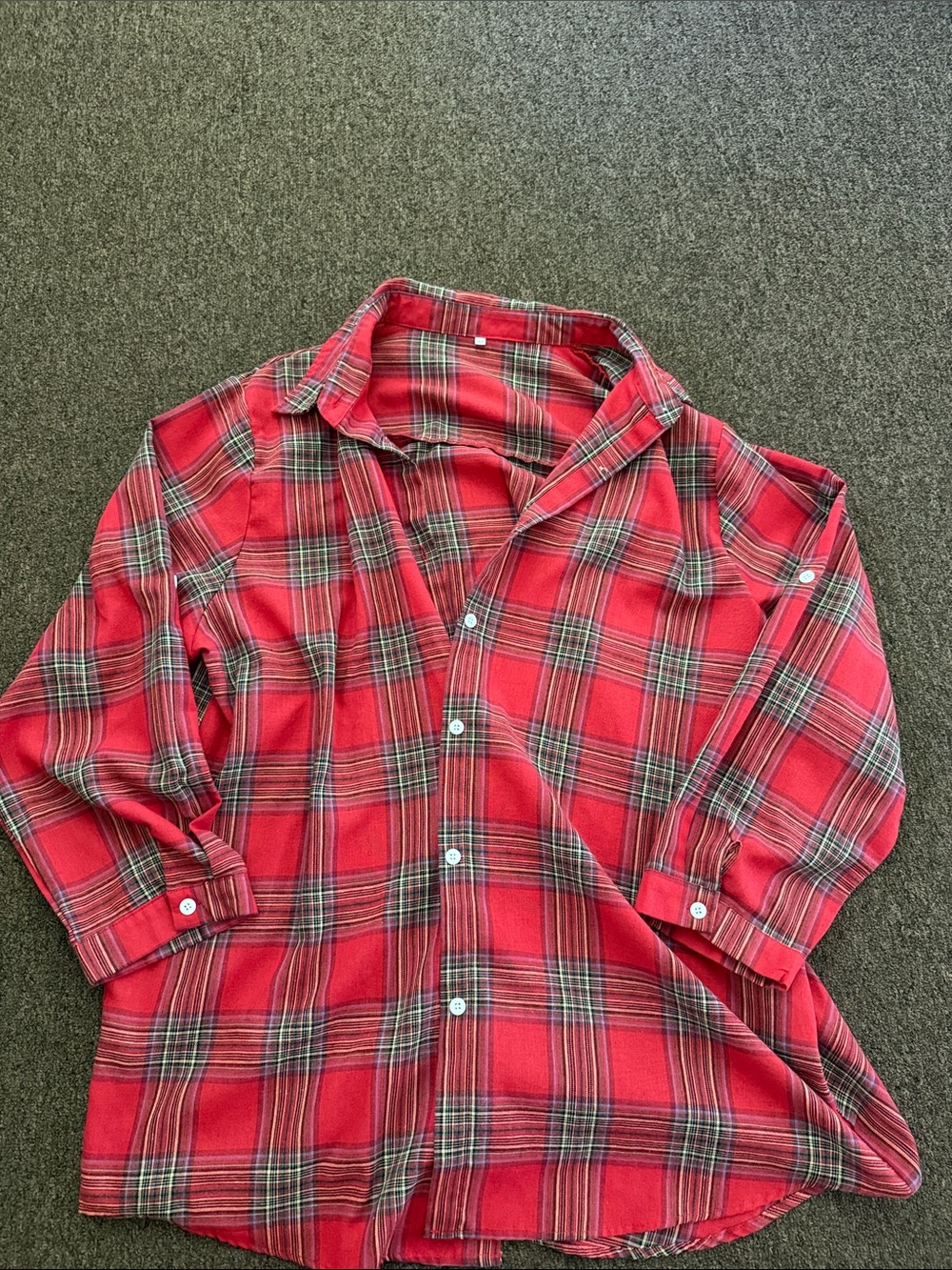 Women’s Red Plaid Button-Up Shirt